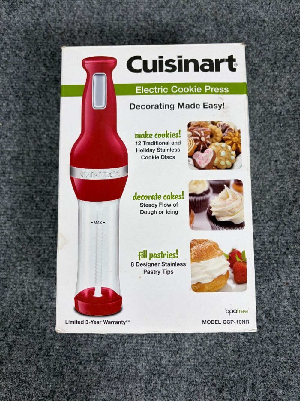 Cuisinart CCP-10 Electric Cookie Press w/ 12 Discs + 8 Decorating Tips